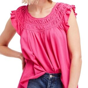 We the Free Free People Coconut Gathered Top NWT